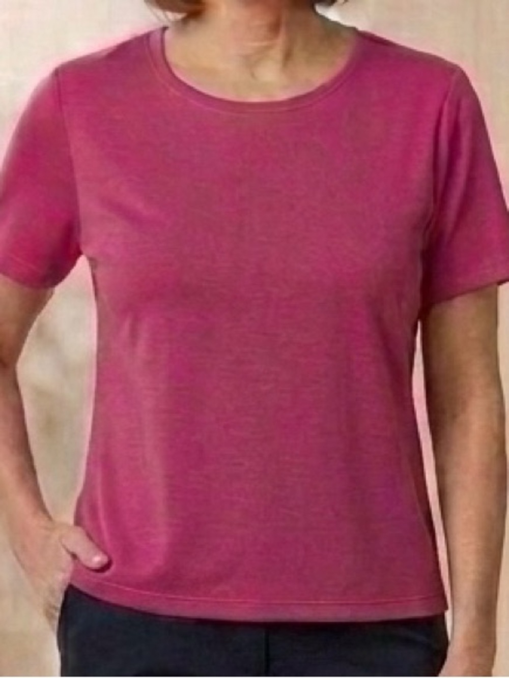 Karen Scott Top Tee Women’s XL Pink Short Sleeve Round Neck Cotton Solid Knit